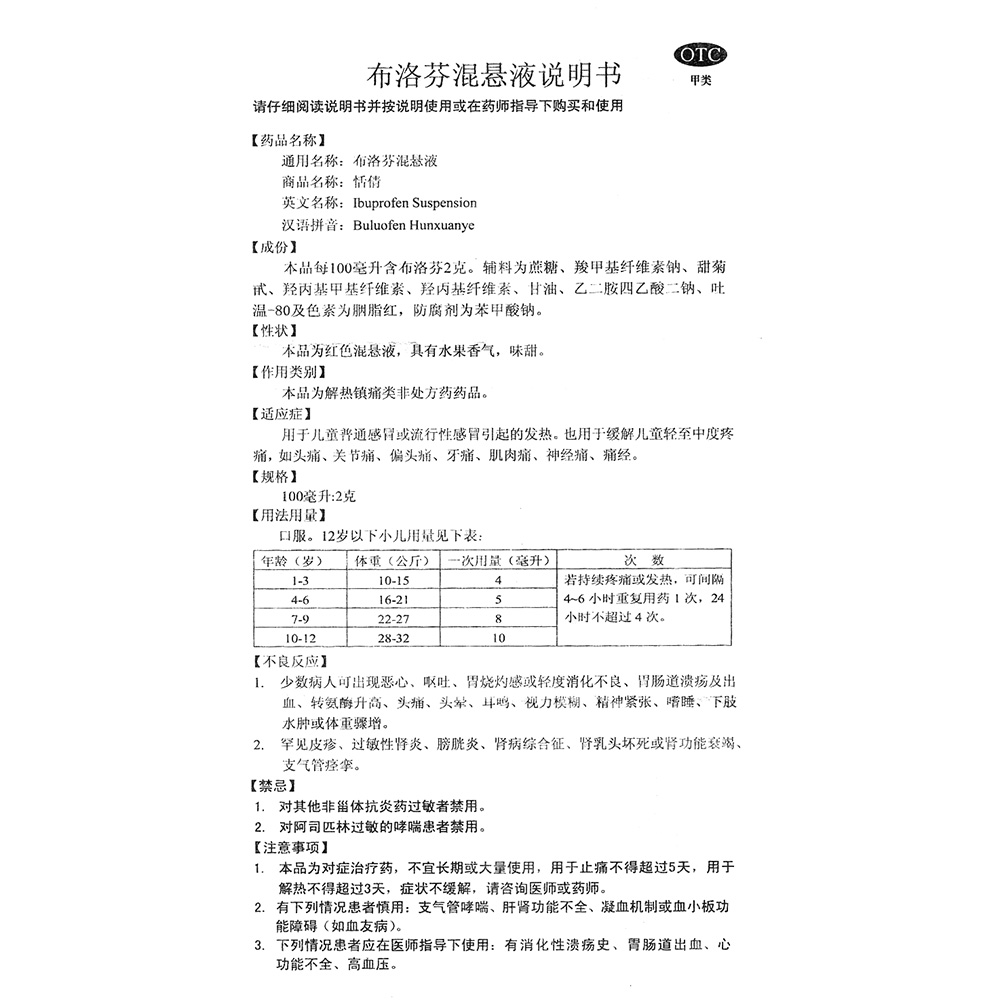 右旋布洛芬混悬液说明图片