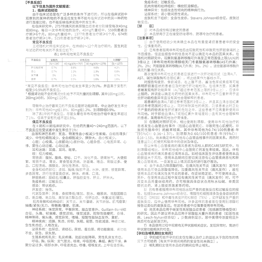 非布司他片(优立通)(非布司他片)_说明书_作用_效果_价格_百度健康